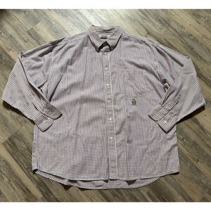 Wrangler Riata Shirt White Checked Button Up Long Sleeve Crest XXL 18 1/2